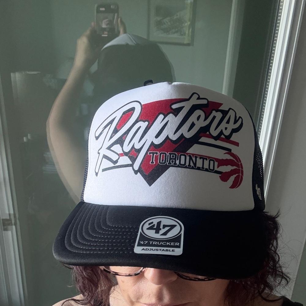 47 Brand Black and White Raptors Cap